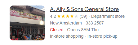 A. Ally and Sons General store